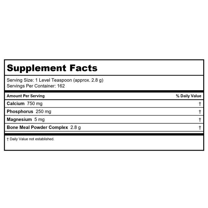 Now Foods Bone Meal Powder 1 Pound - 1220 - 17 ON WALMART - Supplement Facts panel