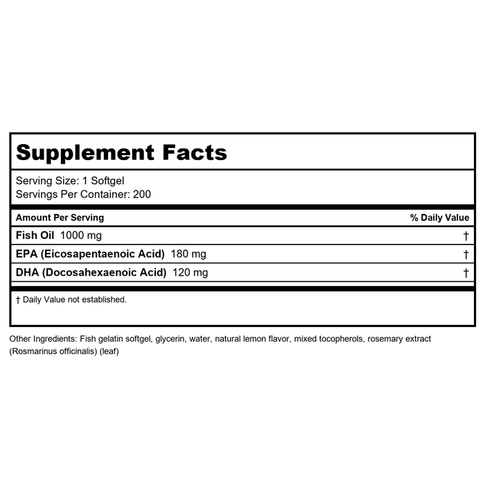 Now Foods Omega-3 Molecularly Distilled 200 Fish Softgels - 1648 - Supplement Facts panel