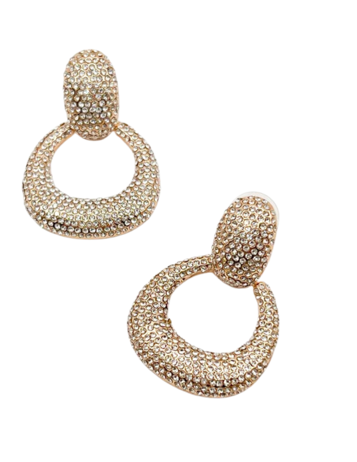 Pave Rhinestone Hoop Earrings