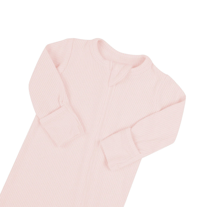 Zipper garage on Kyte Baby Ribbed Zippered Footie in Blush