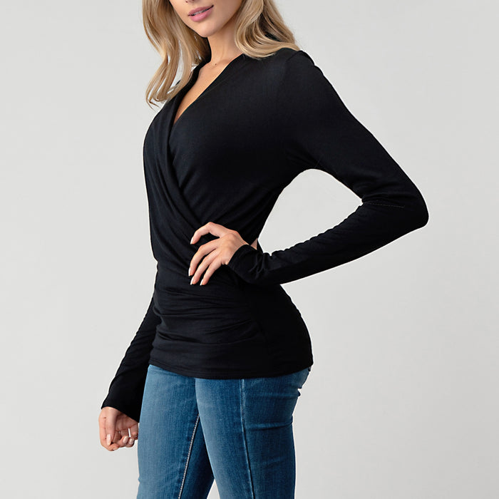 Ruched Long Sleeve Fitted Top