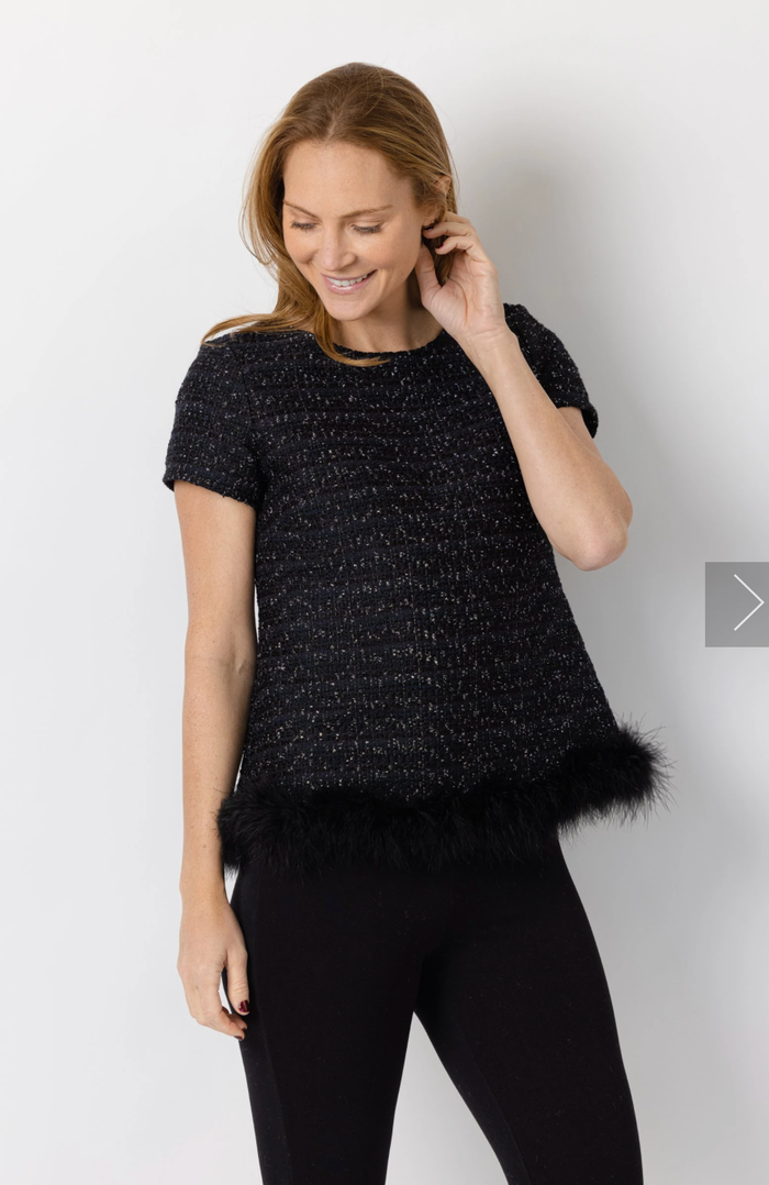 SPARKLE TWEED SHORT SLEEVE TOP