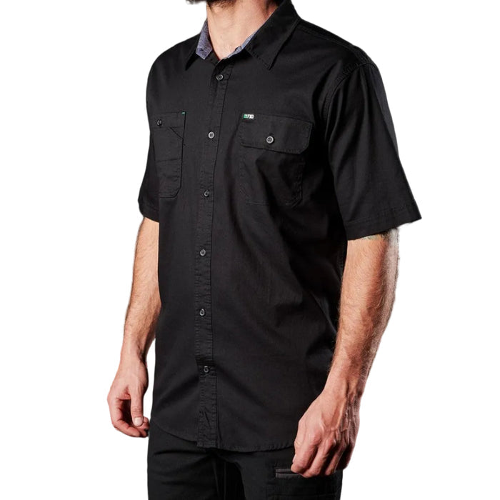 FXD SSH-1 short sleeve work shirt in black with vented back, big and tall sizing