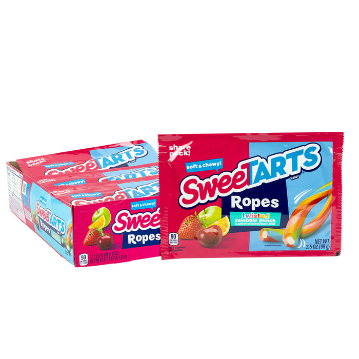 SweeTARTS Rainbow Punch Twisted Ropes Candy Bags - 12 Count