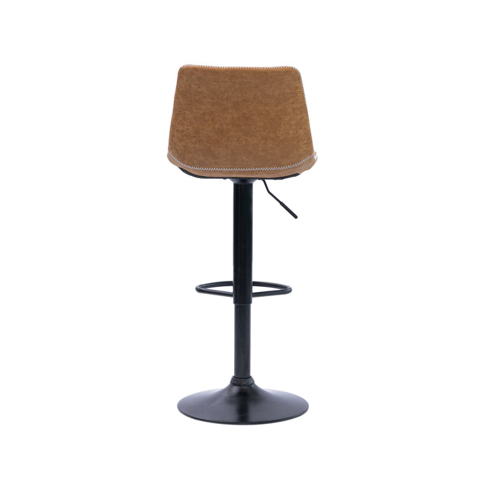 Two Gary Bar Stools Gas Lift Black Metal Tan PU by Urban Style