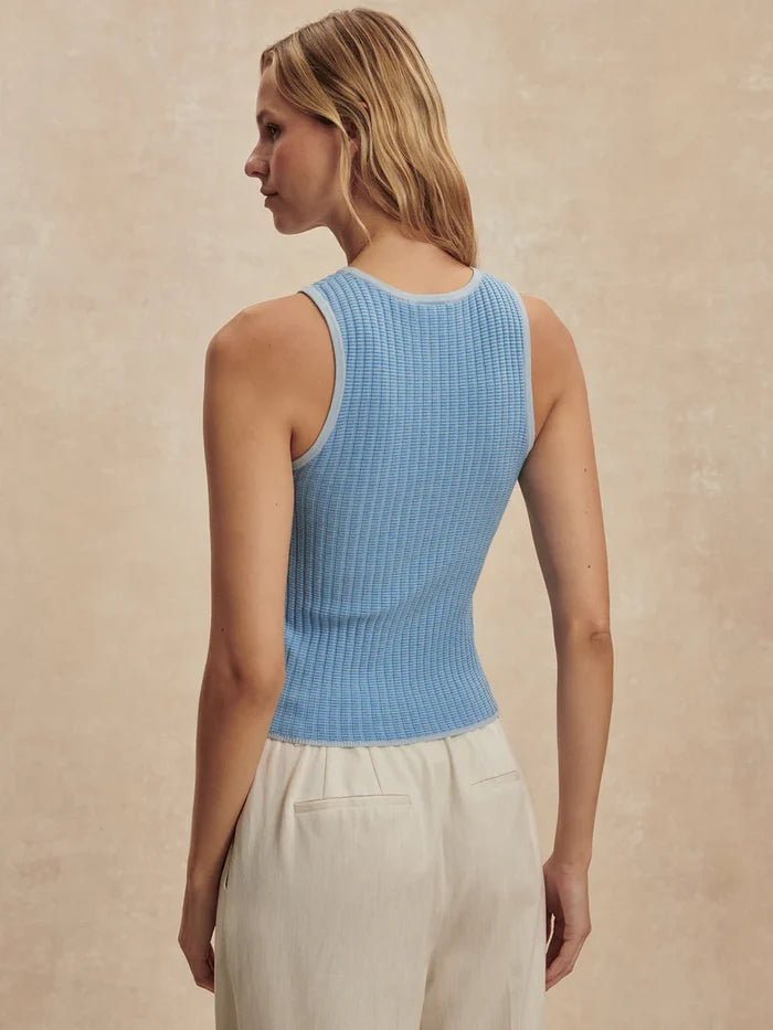 Varley Hanson Rib Knit Tank, Mist Blue