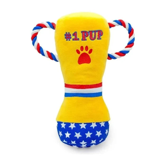 #1 PUP Trophy Rope Tug Plush Squeaky Dog Toy - 9"