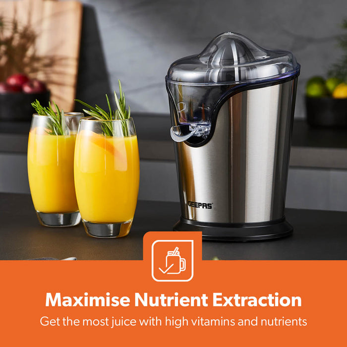 100W Silver Electric Juice Maker & Citrus Squeezer
