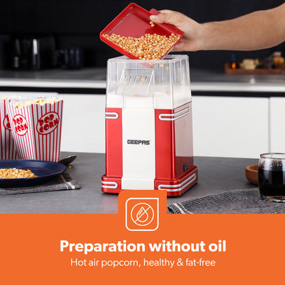 1200W Red/White Cinema Retro-Style Air Popcorn Maker