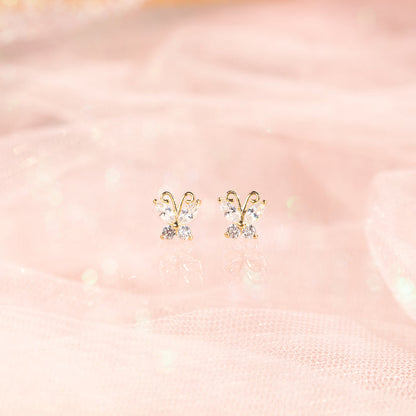 14k Fine Milky Butterfly Studs