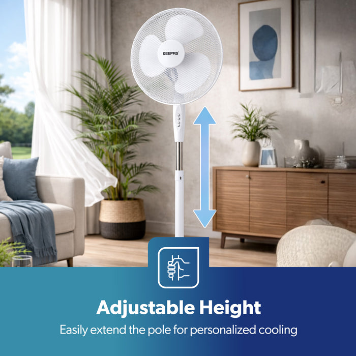 16 Inch White Oscillating Electric Pedestal Fan