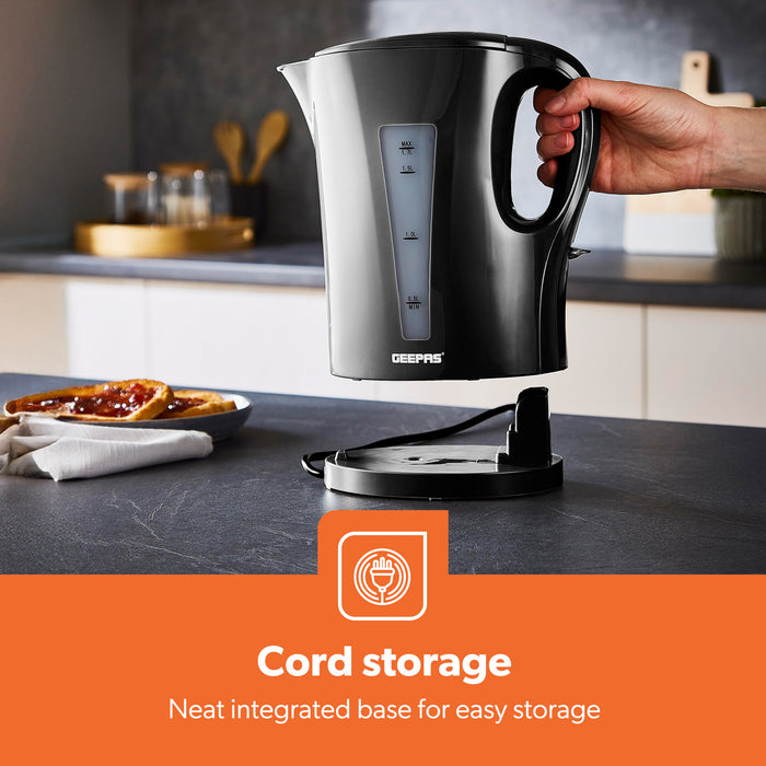 1.7L Fast-Boil Cordless Black Electric Kettle