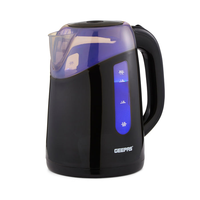 1.7L LED Illuminated Black Plastic Electric Kettle