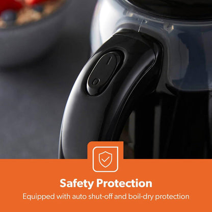 1.7L LED Illuminated Black Plastic Electric Kettle