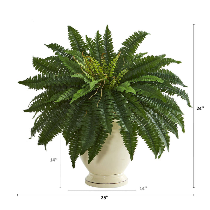 2’ Double Boston Fern Artificial Plant in Decorative Urn