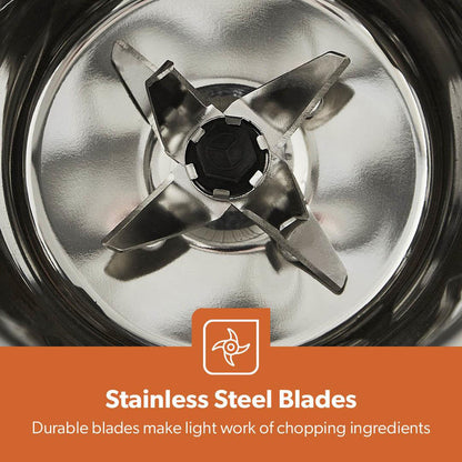Image showing off the stainless steel blades inside of the mixer grinder.