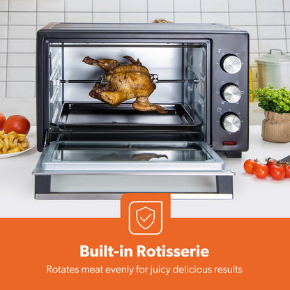 25L Electric Mini Oven Cooker With Grill and Rotisserie