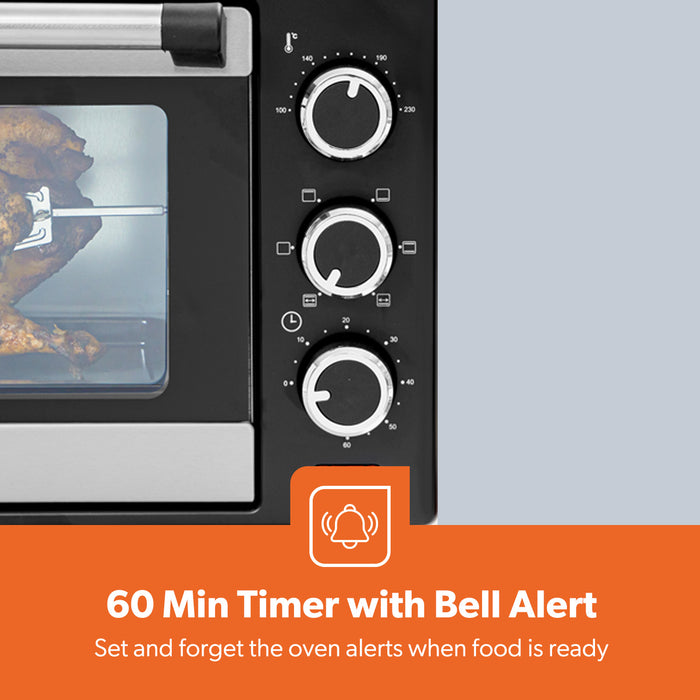 25L Electric Mini Oven Cooker With Grill and Rotisserie