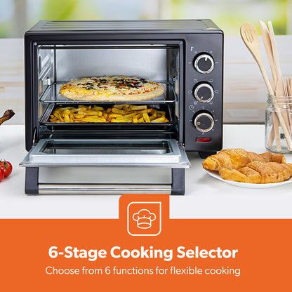 25L Electric Mini Oven Cooker With Grill and Rotisserie