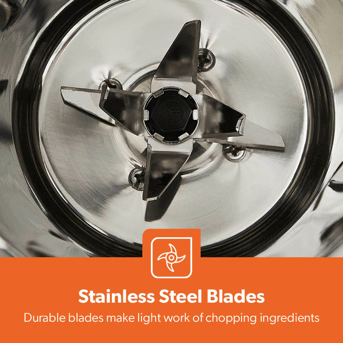 Image showing off the stainless steel blades inside of the mixer grinder jars and jugs.