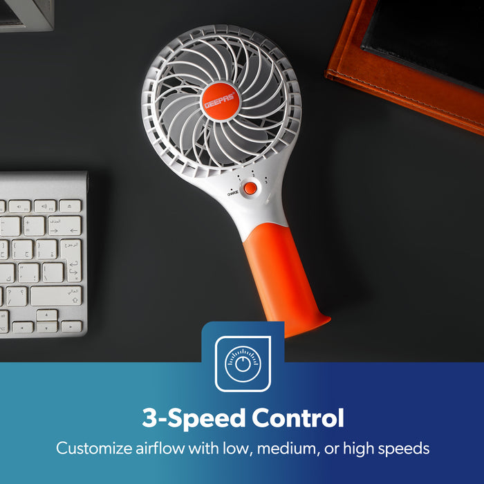 4800mAh Orange Three-Speed Rechargeable Handheld Fan