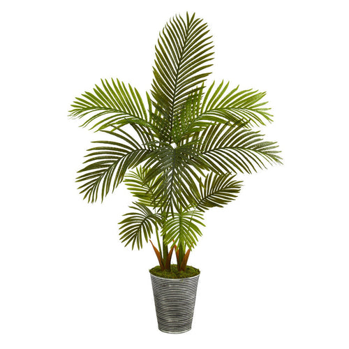 57” Areca Palm Artificial Tree in Decorative Tin Planter