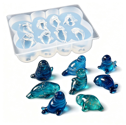 8-in-1 Mini Cute Seal Decorative Figurine Resin Mold