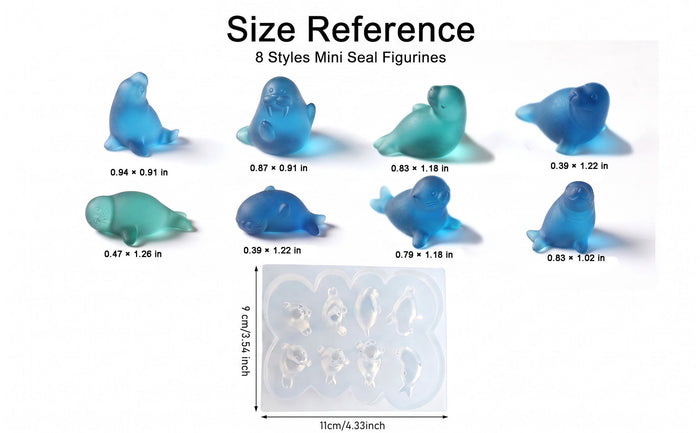 8-in-1 Mini Cute Seal Decorative Figurine Resin Mold