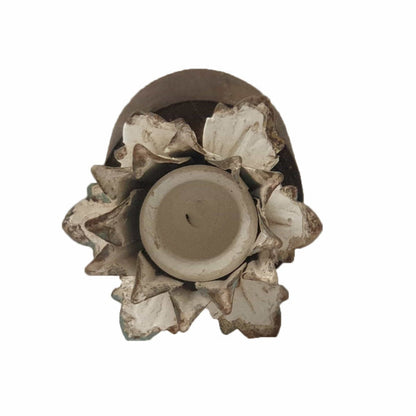 Adeen Candle Holder Metal Flower in Bloom with Wooden Base by Urban Style-#product_category#-Home Living Store