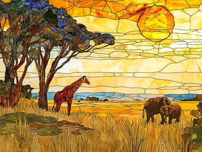 African Savanna in Stained Glass