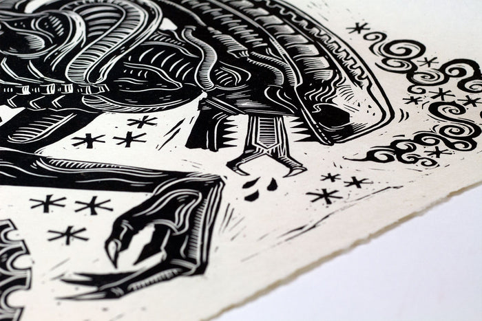 Alien Linocut Poster