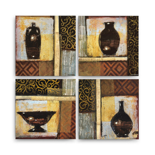 Ancient Urn No. 1-4' 4 Piece Wrapped Canvas Wall Art Set