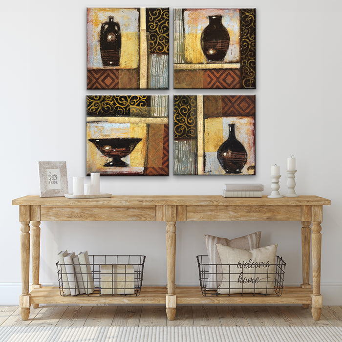 Ancient Urn No. 1-4' 4 Piece Wrapped Canvas Wall Art Set