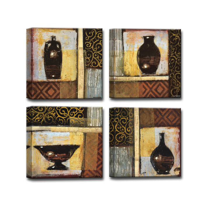 Ancient Urn No. 1-4' 4 Piece Wrapped Canvas Wall Art Set