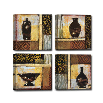 Ancient Urn No. 1-4' 4 Piece Wrapped Canvas Wall Art Set