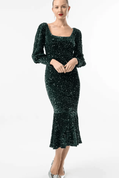 angel-eye--green-sequin-velvet-bodycon-long-sleeve-evening-dress