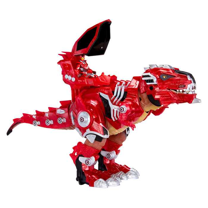 Red toy dinosaur figure on a white background