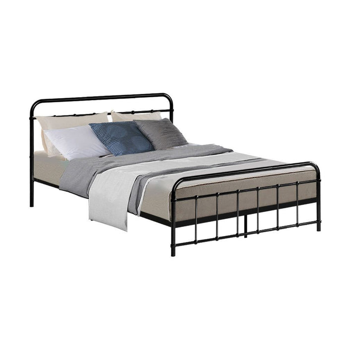 Artiss Bed Frame Metal Frames LEO - Double (Black) -Home Living Store - -