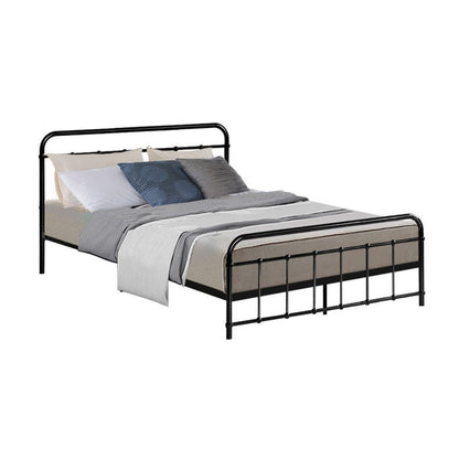 Artiss Bed Frame Metal Frames LEO - Double (Black) -Home Living Store - -