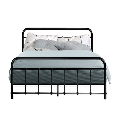 Artiss Bed Frame Metal Frames LEO - Double (Black) -Home Living Store - -