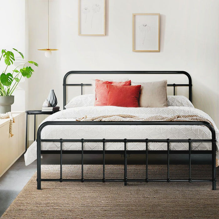 Artiss Bed Frame Metal Frames LEO - Queen (Black) -Home Living Store - -