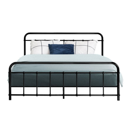 Artiss Bed Frame Metal Frames LEO - Queen (Black) -Home Living Store - -