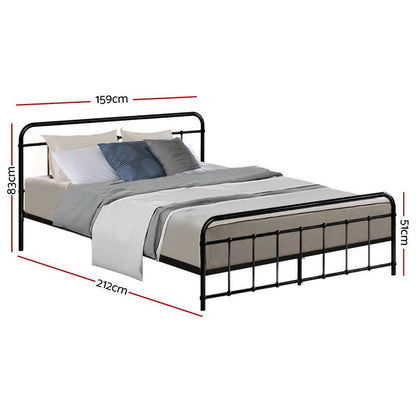 Artiss Bed Frame Metal Frames LEO - Queen (Black) -Home Living Store - -