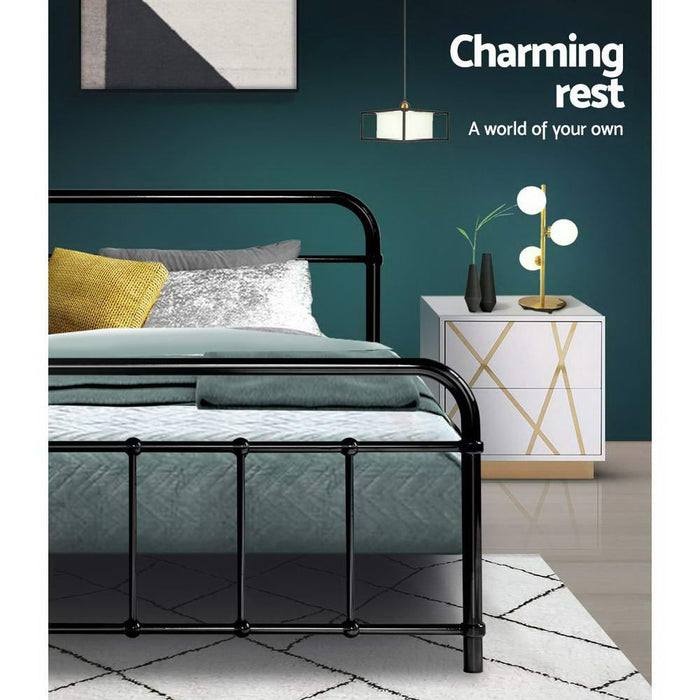 Artiss Bed Frame Metal Frames LEO - Single (Black) -Home Living Store - -