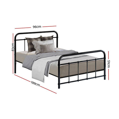Artiss Bed Frame Metal Frames LEO - Single (Black) -Home Living Store - -