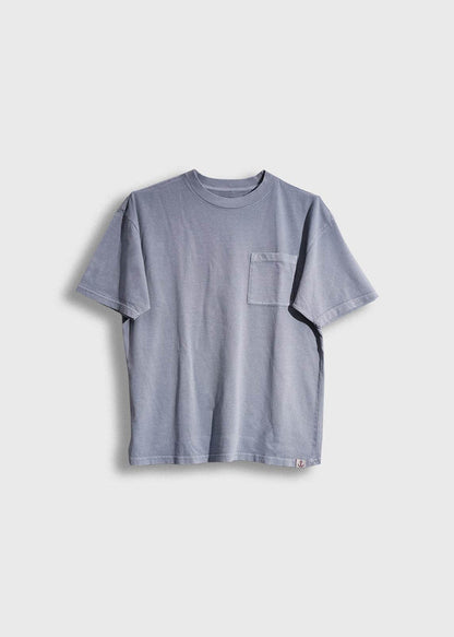 Men’s 7.6 oz cotton, light blue pocket tee with boxy fit and chest pocket, heavyweight everyday t-shirt with clean workwear style and soft feel