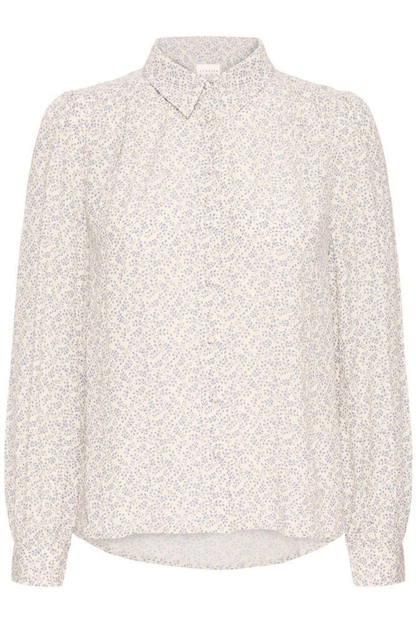 Soft viscose shirt by Atelier Rêve in a birch print. Lightweight, relaxed fit with cropped sleeves. Easy everyday styling. Shop now at Dotique.