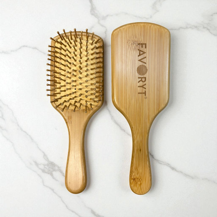 Bamboo Hairbrush for Curly & Ethnic Hair – Anti-Static, Detangling, Scalp Massage, Eco-Friendly