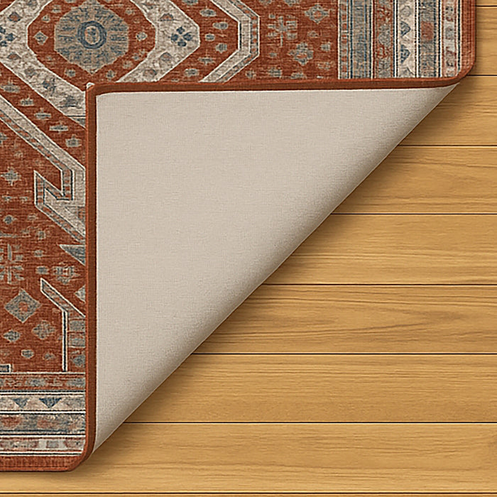 Bazaar Printed Microfibre Rug - Rust | 160 x 240cm by by Urban Style