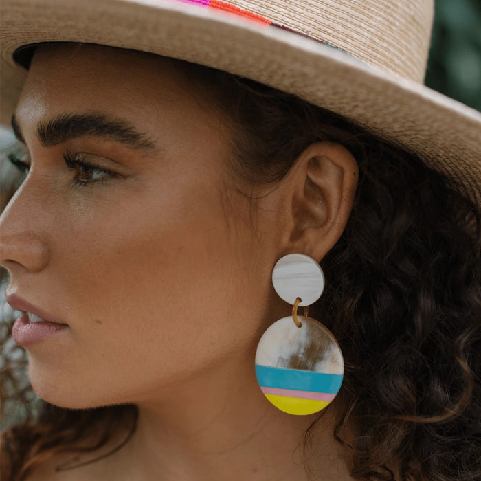 Beach Circle Stripe Earrings